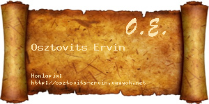 Osztovits Ervin névjegykártya