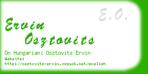 ervin osztovits business card